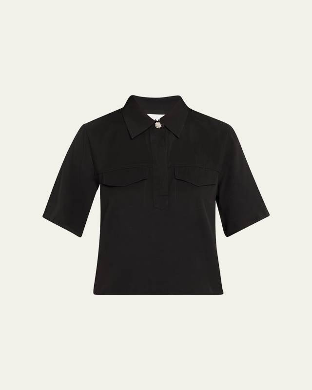 Short-Sleeve Viscose Twill Blouse